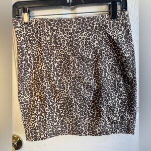 Free People Leopard Print Mini Skirt in Brown and Cream